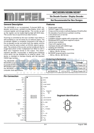MIC50396CN datasheet - Six Decade Counter / Display Decoder Not Recommended for New Designs