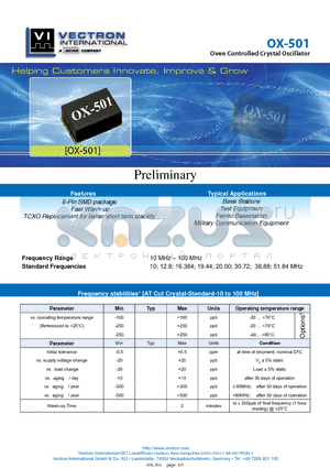 OX-5010-EAP-2570-10 datasheet - Oven Controlled Crystal Oscillator