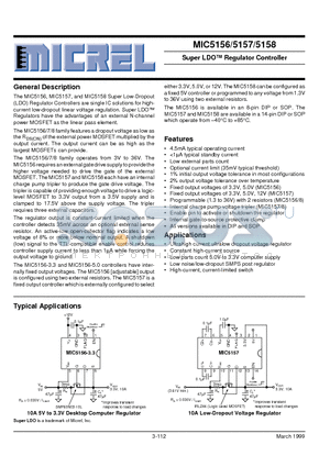 MIC5156-3.3BN datasheet - Super LDO Regulator Controller