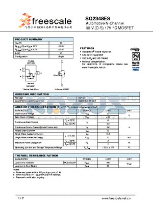 SQ2348ES datasheet - Automotive N-Channel 30 V (D-S) 175 `C MOSFET