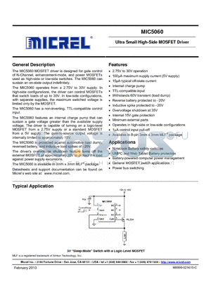 MIC5060_10 datasheet - Ultra Small High-Side MOSFET Driver