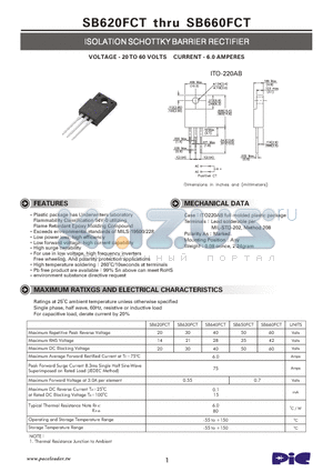 SB660FCT datasheet - ISOLATION SCHOTTKY BARRIER RECTIFIER