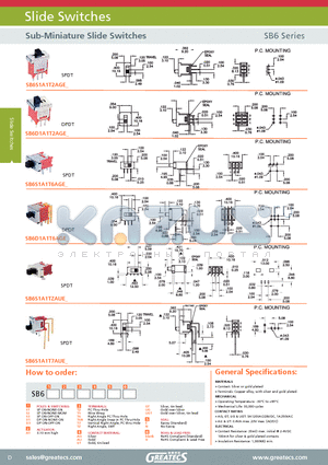 SB6S1A1T2AGEV datasheet - Sub-Miniature Slide Switches