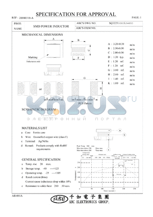 SQ3225100KL datasheet - SMD POWER INDUCTOR