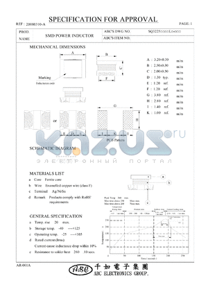 SQ3225101KL datasheet - SMD POWER INDUCTOR