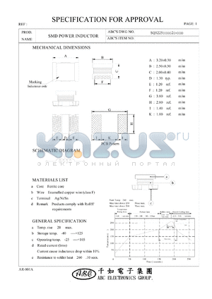 SQ3225220K2 datasheet - SMD POWER INDUCTOR