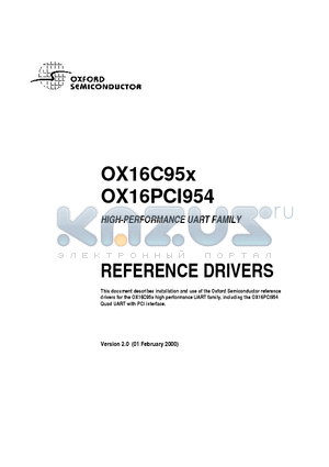 OX16PCI954 datasheet - HIGH-PERFORMANCE UART FAMILY REFERENCE DRIVERS