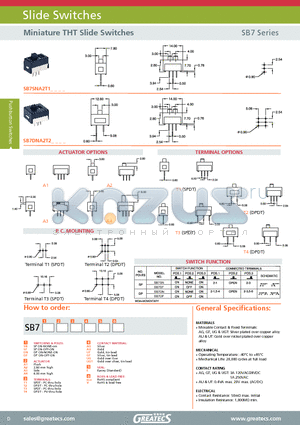 SB7DNA2T2AGEV datasheet - Miniature THT Slide Switches