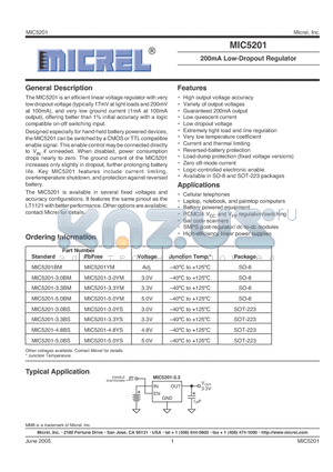 MIC5201-3.0BS datasheet - 200mA Low-Dropout Regulator