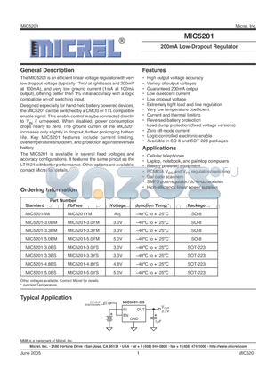 MIC5201-3.3BM datasheet - 200mA Low-Dropout Regulator