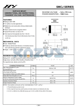 SMCJ11A datasheet - SURFACE MOUNT UNIDIRECTIONAL AND BIDIRECTIONAL TRANSIENT VOLTAGE SUPPRESSORS