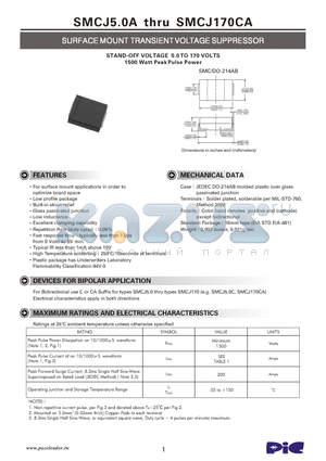 SMCJ11A datasheet - SURFACE MOUNT TRANSIENT VOLTAGE SUPPRESSOR