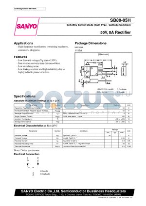SB80-05H datasheet - 50V, 8A Rectifier