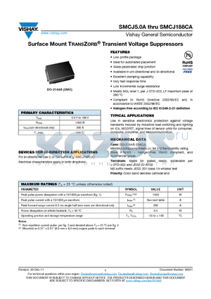 SMCJ11A datasheet - Surface Mount TRANSZORB^ Transient Voltage Suppressors