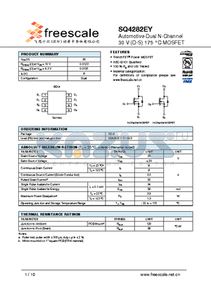SQ4282EY datasheet - Automotive Dual N-Channel 30 V (D-S) 175 `C MOSFET