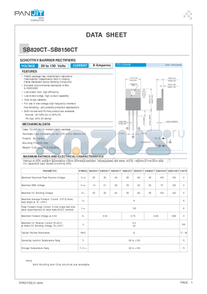 SB8100CT datasheet - SCHOTTKY BARRIER RECTIFIERS