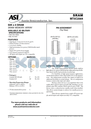 MT5C2564C-35/883C datasheet - SRAM