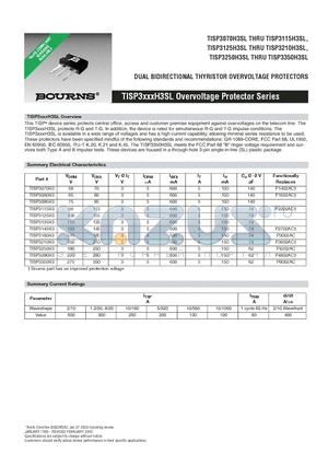 TISP3180H3 datasheet - Overvoltage Protector Series