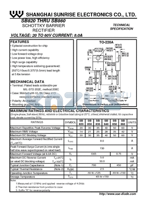 SB840 datasheet - SCHOTTKY BARRIER RECTIFIER