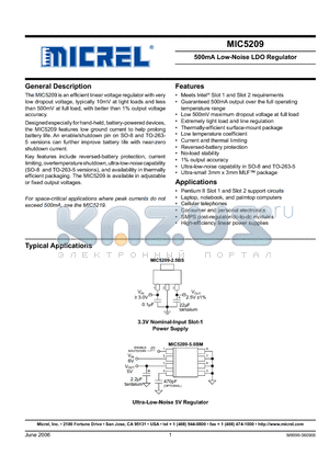 MIC5209-1.8YU datasheet - 500mA Low-Noise LDO Regulator