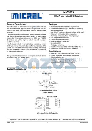 MIC5209-3.0BU datasheet - 500mA Low-Noise LDO Regulator