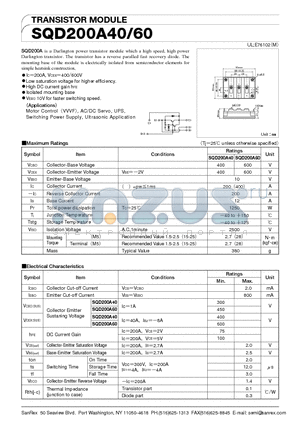 SQD200A60 datasheet - TRANSISTOR MODULE