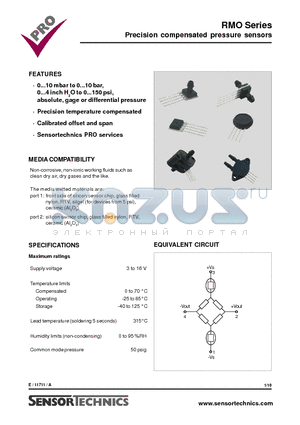 RMOB001AFMP datasheet - Precision compensated pressure sensors