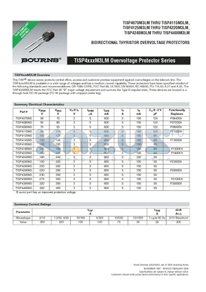 TISP4165M3LMFRS datasheet - BIDIRECTIONAL THYRISTOR OVERVOLTAGE PROTECTORS