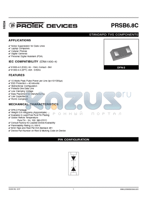 PRSB6.8C datasheet - STANDARD TVS COMPONENTS