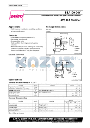 SBA100-04Y datasheet - 40V, 10A Rectifier