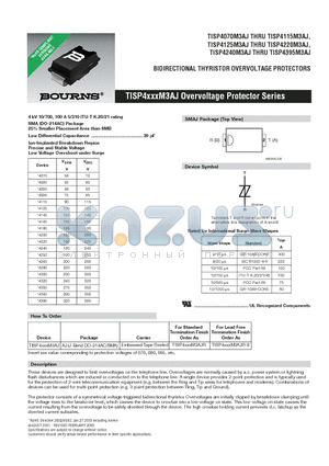 TISP4220M3AJR-S datasheet - BIDIRECTIONAL THYRISTOR OVERVOLTAGE PROTECTORS