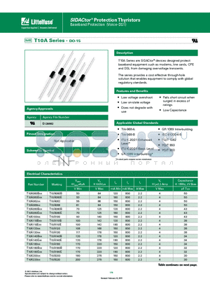 T10A080EXX datasheet - T10A Series are SIDACtor^ devices designed protect baseband