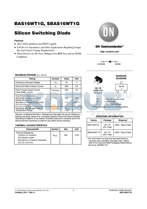 SBAS16WT1G datasheet - Silicon Switching Diode