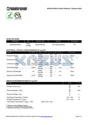 MT6224-AHRG-A datasheet - Standard LEDs