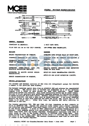 MT62901 datasheet - ARINC629 ENCODER/DECODER