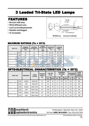 MT6224-UG datasheet - 3 Leaded Tri-State LED Lamps