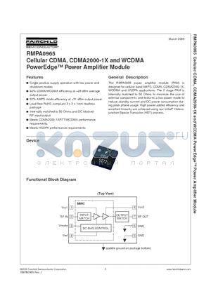 RMPA0965 datasheet - CDMA and CDMA2000-1X PowerEdge Power Amplifier Module