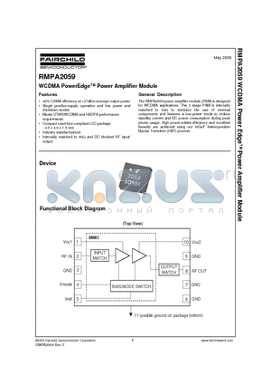 RMPA2059 datasheet - WCDMA PowerEdge Power Amplifier Module