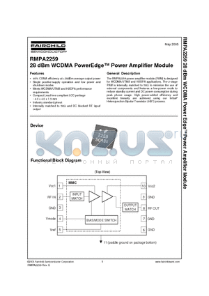 RMPA2259 datasheet - 28 dBm WCDMA PowerEdge Power Amplifier Module