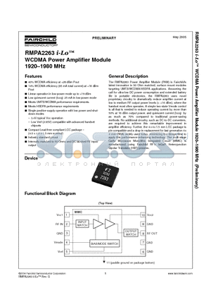 RMPA2263 datasheet - WCDMA Power Amplifier Module 1920-1980 MHz