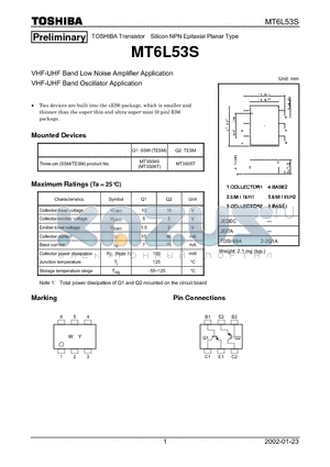 MT6L53S datasheet - VHF-UHF Band Low Noise Amplifier Application (Oscillator Applic)