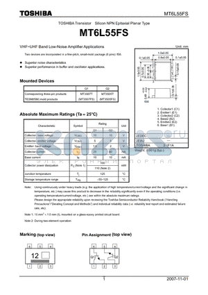 MT6L55FS datasheet - VHF~UHF Band Low-Noise Amplifier Applications