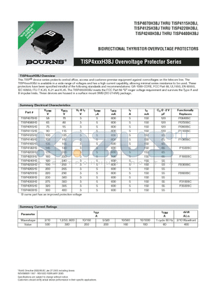 TISP4300H3 datasheet - BIDIRECTIONAL THYRISTOR OVERVOLTAGE PROTECTORS