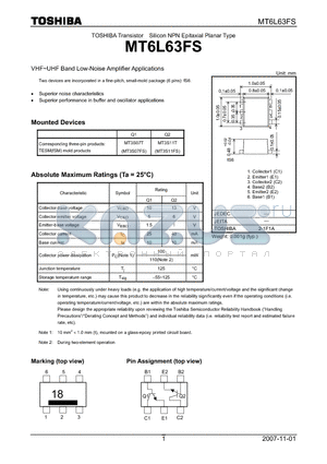 MT6L63FS datasheet - VHF~UHF Band Low-Noise Amplifier Applications