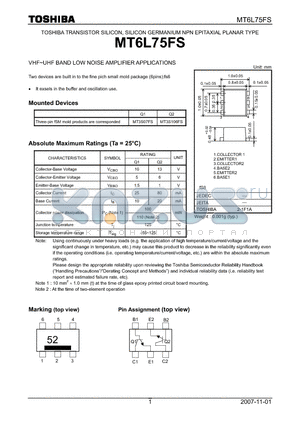 MT6L75FS datasheet - VHF~UHF BAND LOW NOISE AMPLIFIER APPLICATIONS