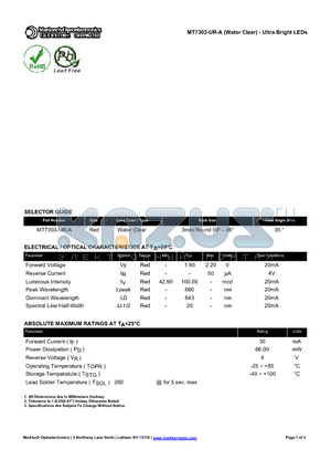 MT7303-UR-A datasheet - Ultra Bright LEDs