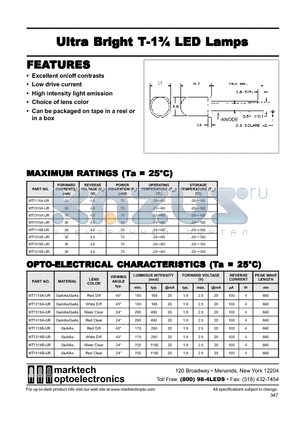 MT7315B-UR datasheet - Ultra a Bright T-1n LED Lamps