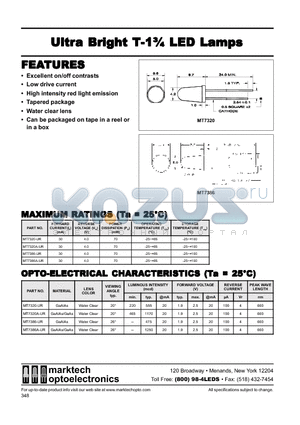 MT7320-UR datasheet - Marktech 5mm Tapered 20 Ultra Bright LEDs