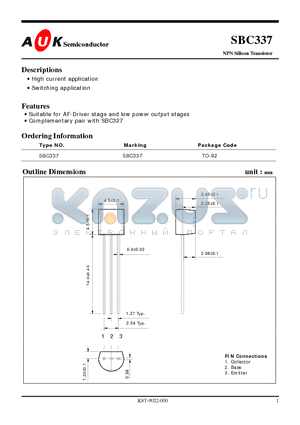 SBC337_1 datasheet - NPN Silicon Transistor