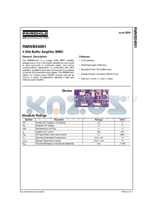 RMWB04001 datasheet - 4 GHz Buffer Amplifier MMIC